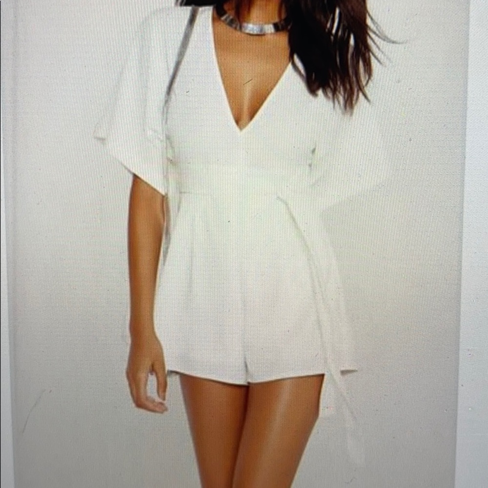 Belted white kimono jumpsuit